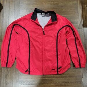 Nike Womens Vintage XL 16-18 Polyester Full Zip Windbreaker Red And Black